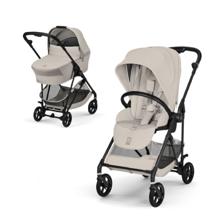 Carucior 2 in 1 Cybex Melio Carbon pentru copii, ultra usor, cu landou, Dune Grey