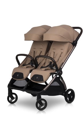 Carucior pentru Gemeni Cavoe Deux, Pliere Automata, Pana la 22 kg, Mocca