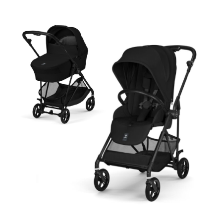 Cybex Melio Carbon 2-в-1 количка за деца, ултра лека, с кош за носене, Magic Black