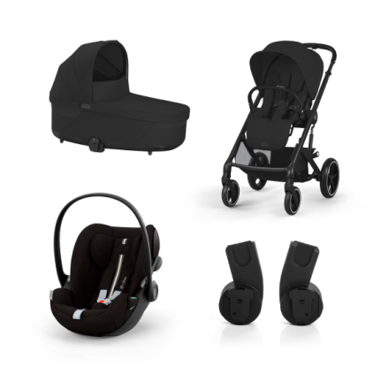 Carucior 3 in 1 Balios S Lux pentru copii, cu landou si scoica auto Cloud G Plus - Moon Black cu cadru Black