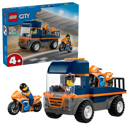 Set LEGO City Transportor de motociclete 60491, Vehicule de Curse, pentru copii