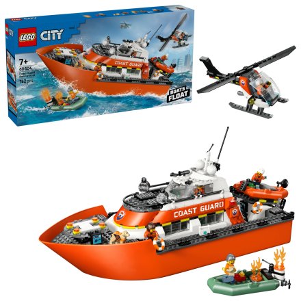 LEGO City Coast Guard Σετ Σκάφους Διάσωσης και Ελικοπτέρου 60504, για παιδιά