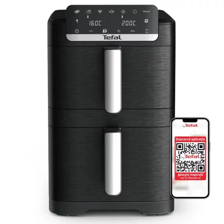 Tefal Easy Fry Crispy Stack EY7528e0 двоен фритюрник с горещ въздух, 10 л, черен