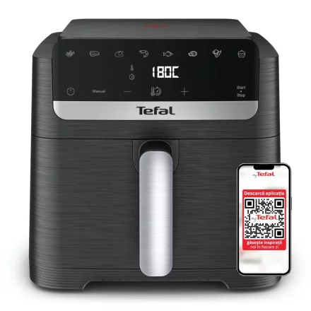 Фритюрник с горещ въздух Tefal Easy Fry Mega Compact EY8618e0, 7.5 л, 2020 W, черен