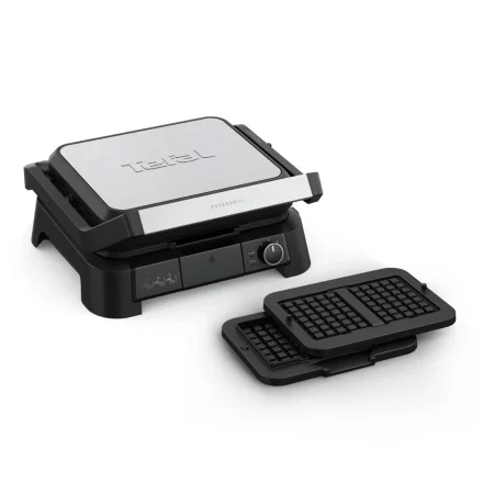 Tefal SuperGrill 4 в 1 Многофункционална електрическа скара GC517DE0, 2000W, Подвижни плочи, Черен/Сребрист