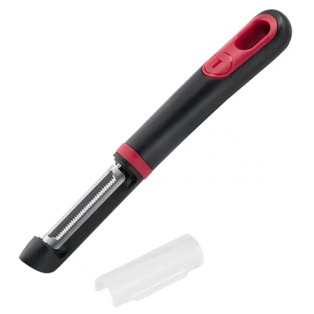 Accesoriu pentru Decojit Legume si Fructe Tefal Ingenio+ K1994034, Lama Zimtata, Inox, Negru/Rosu