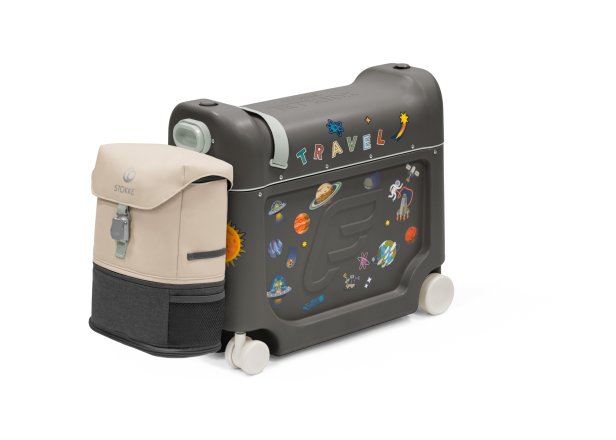 Valiza pentru copii Stokke JetKids BedBox V4, cu Rucsac Extensibil, Midnight Grey