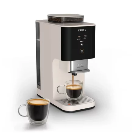 Espressor Krups Coffee Crush SA4001E0, 1370W, 15 Bari, Rasnita Inox, One-Touch, Design Compact, Negru