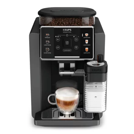 Espressor automat Krups Sensation Milk EA912HF0, 1450W, 15 Bari, 6 Retete, Rasnita 5 Trepte, Rezervor 1.7L, Negru