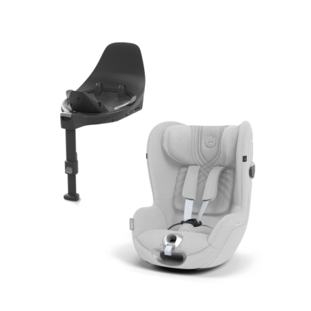 Pachet Scaun Auto pentru copii Cybex Sirona T i-Size Plus si Baza T, Rotatie 360°, Confort si Protectie, Platinum White