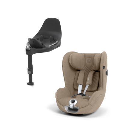 Pachet Scaun Auto pentru copii Cybex Sirona T i-Size Plus si Baza T, Rotatie 360°, Confort si Protectie, Cozy Beige
