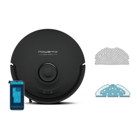 Aspirator robot Rowenta X-Plorer Serie 275 RR8865e0, 8000 Pa, 120 min, Laser LiDAR 360, Perie anti-incalcire, Wi-Fi, Negru