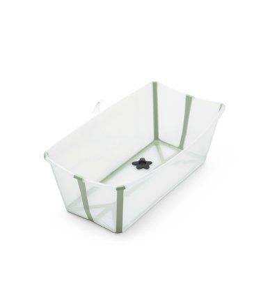 Сгъваема бебешка вана Stokke Flexi Bath 0-4 години, компактна и преносима, прозрачно зелена