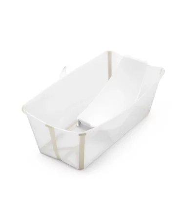 Set Cadita Pliabila Stokke Flexi Bath 0-4 Ani cu Suport Nou Nascuti, Compact si Ergonomic, Sandy Beige