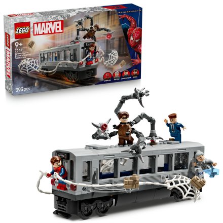Set LEGO Marvel Lupta de pe acoperisul trenului dintre Omul-Paianjen si Doc Ock 76321, Jucarie Copii