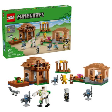 LEGO Minecraft Atacul Evocatorilor asupra satului 21596, Set premium de constructie si colectie