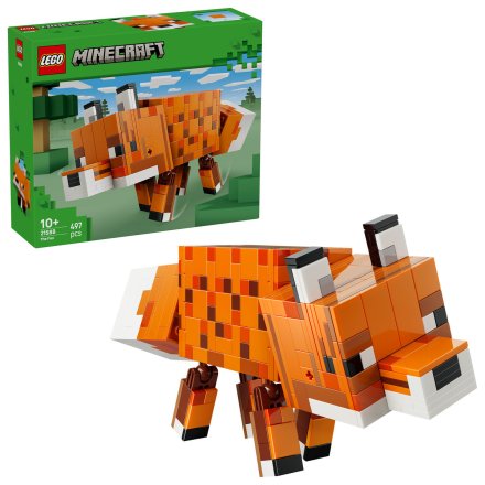 LEGO Minecraft Vulpea 21588, Figurina animal mare articulata si decor camera de gaming