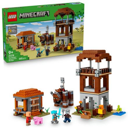 LEGO Minecraft Avanpostul Jefuitorului si Distrugator 21278, Set de constructie si lupta