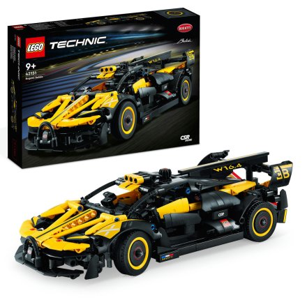 LEGO Technic Bugatti Race Car 42151, Σετ Κατασκευής Αγωνιστικού Αυτοκινήτου, με Κινητήρα W16, Κίτρινο και Μαύρο