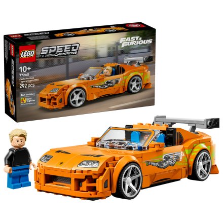 LEGO Speed Champions Toyota Supra MK4 din Furios si iute 77260, Masina de Colectie, cu Minifigurina Brian O'Conner, 292 Piese