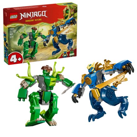 LEGO NINJAGO 71853 Η Μάχη του Δράκου με Μηχανισμό του Τζέι, Σετ Κατασκευών 4 ετών+, 2 Ρομπότ, 107 Τεμάχια