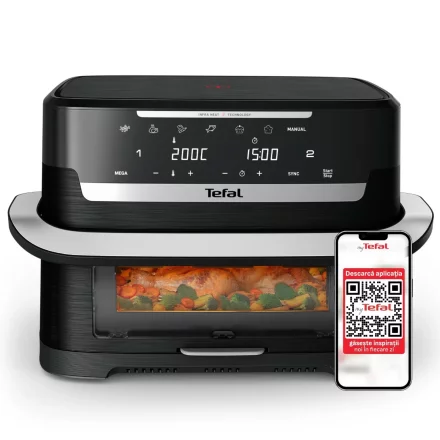Фритюрник с горещ въздух Tefal Ever Fry Dual Flex EY9288E0, 2700 W, 9 л, инфрачервена топлина
