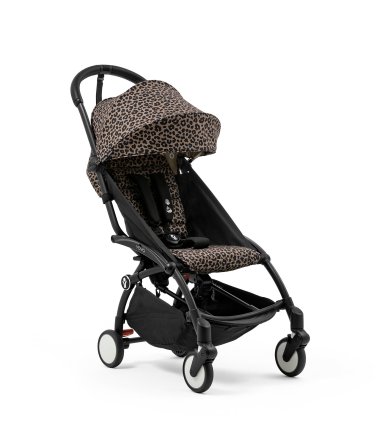 Carucior sport pentru copii STOKKE YOYO³, cu pachet de culoare- Leopard, cu cadru Black
