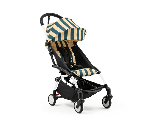 Детска количка STOKKE YOYO³ с цветен пакет и летен комплект, Riviera Monaco с бяла рамка