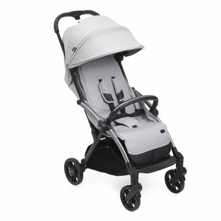 Бебешка количка Chicco Goody XPlus, 0+ месеца, автоматично сгъване, големи колела с амортисьори, ултракомпактна, перлено сива