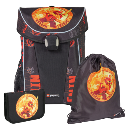 Комплект от 3 LEGO Ninjago Dragon Energy Easy Light 20302-2502, ученическа раница, оборудван калъф за моливи и спортна чанта
