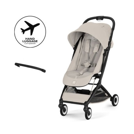 Pachet promotional Cybex Gold Orfeo, cu bara de protectie inclusa, Dune Grey cu cadru Black