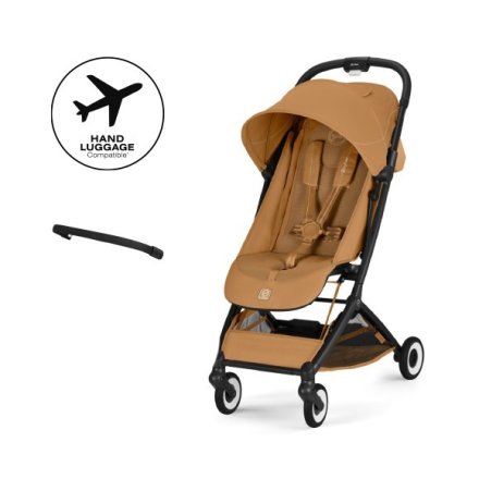 Pachet promotional Cybex Gold Orfeo, cu bara de protectie inclusa, Cinnamon Yellow cu cadru Black