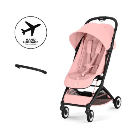Промоционален пакет за количка за кола Cybex Gold Orfeo, с включен предпазител, цвят Candy Pink с черна рамка