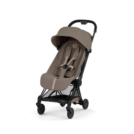 Carucior sport pentru copii Cybex Coya Comfort, compact, premium, Coconut Brown cu cadru Matt Black