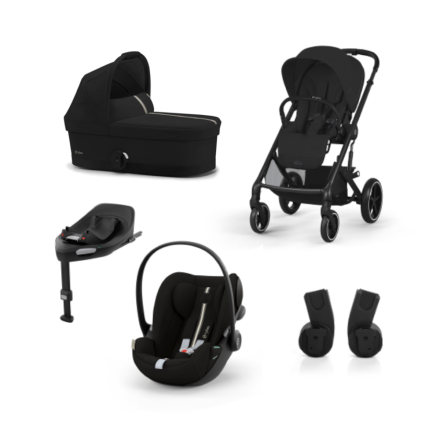 Cybex Balios S Lux Παιδικό Καρότσι 4 σε 1 με Πορτ-μπεμπέ, Κάθισμα Αυτοκινήτου Cloud G Plus & Βάση G - Moon Black με Μαύρο Σκελετό