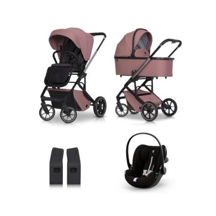 Pachet promotional premium carucior Cavoe MOI, sport, landou, accesorii si scoica auto Cybex Cloud G3 Plus, Desert Rose