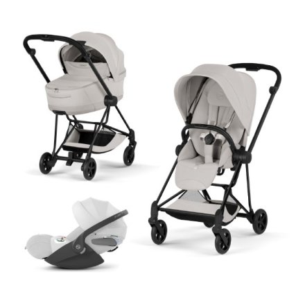 Carucior 3 in 1 pentru copii Cybex Mios Style, premium, City Grey cu cadru Matt Black