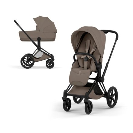 Carucior 2 in 1 pentru copii Cybex Priam Style, premium, Coconut Brown cu cadru Matt Black