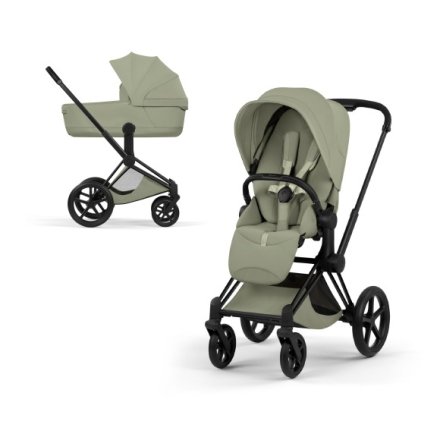 Carucior 2 in 1 pentru copii Cybex Priam Style, premium, Sage Green cu cadru Matt Black