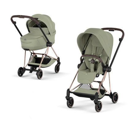 Carucior 2 in 1 pentru copii Cybex Mios Style, premium, Sage Green cu cadru Rosegold