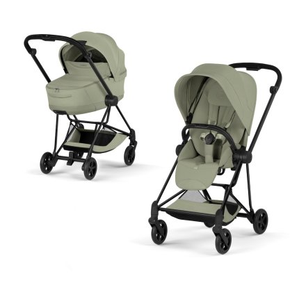 Carucior 2 in 1 pentru copii Cybex Mios Style, premium, Sage Green cu cadru Matt Black