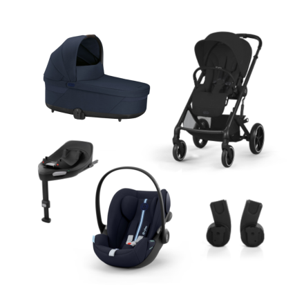 Παιδικό καρότσι 4 σε 1 Balios S Lux Moon Black, με πορτ-μπεμπέ Ocean Blue, κάθισμα αυτοκινήτου Cloud G Plus και βάση G
