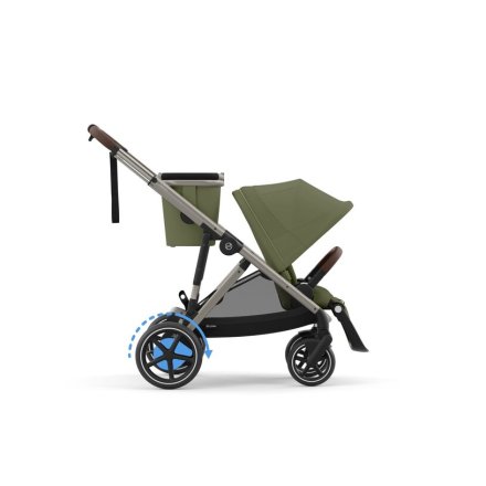 Διπλό καρότσι Cybex e-Gazelle S με δεύτερη αθλητική μονάδα, ηλεκτρικό, Moss Green με σκελετό Taupe