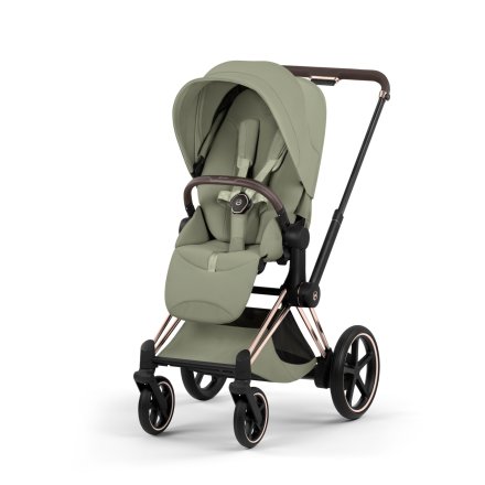 Carucior sport pentru copii Cybex Platinum e-Priam Style, premium, Sage Green cu cadru Rosegold