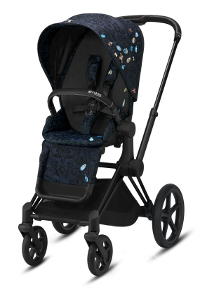 Carucior 3 in 1 pentru copii Cybex Priam 4.0 Jewels of Nature, cu landou, scoica auto Cloud T si cadru Matt Black