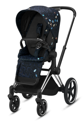 Carucior 2 in 1 pentru copii Cybex Priam 4.0 Jewels of Nature, cu landou si cadru Chrome Black