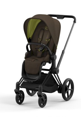 Carucior sport pentru copii Cybex Platinum e-Priam, inovativ electric, premium - Khaki Green cu cadru Matt Black