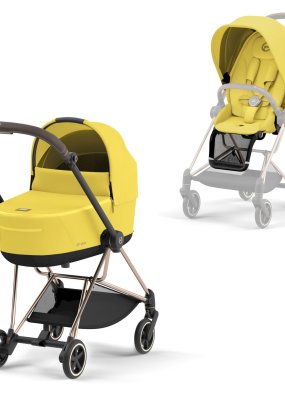 Carucior 2 in 1 pentru copii Cybex Mios 3.0, premium, inovator - Mustard Yellow cu cadru Rosegold