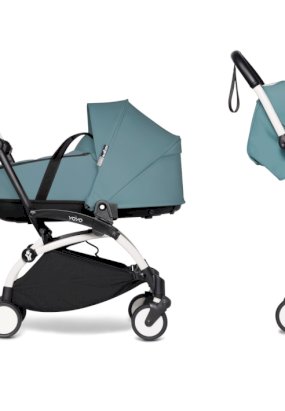 Carucior 3 in 1 pentru copii BABYZEN YOYO², cadru alb, cu pachet nou nascut, landou si pachet de culoare Aqua