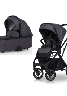 Carucior 2 in 1 pentru copii Cavoe Axo Shine, multifunctional, elegant, cu landou - French Grey